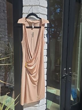 Draped Collared Midi Dress in Cream